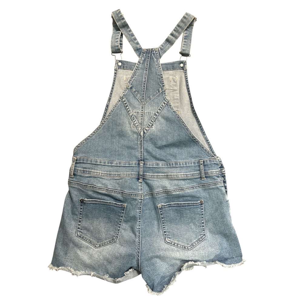 American Rag Denim Overall Shorts Light Wash Embroidered Boho Blue Womens Size 5 - Picture 6 of 8